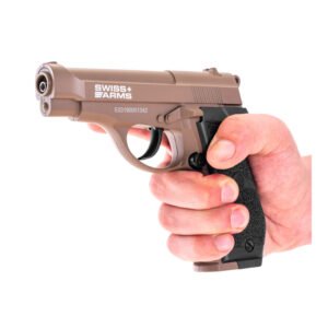 Pistola Swiss Arms P84 Tan Semiautomática Full Metal Cal. 4.5 - Precisión y durabilidad en un diseño robusto.