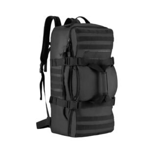 Bolso mochila táctica de doble finalidad de 70 litros en colores negro, coyote, verde y multicam, ideal para viajes y misiones tácticas.