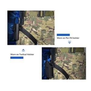 Holster táctico Low Ride Amomax CY-UHFS en color Negro-FDE, compatible con fundas y bolsas magnéticas