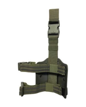 Holster Taurus PT 917 con Piernera Cytac (Modelo CY-PT917DPG3G) en verde, con holster de polímero de grado militar y piernera ajustable.