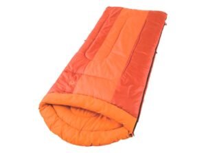 Saco de dormir Coleman 4°C adulto naranjo, ideal para camping y trekking en temperaturas bajas, con tecnologías de confort y portabilidad.