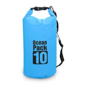 Bolso seco flotante de 10 litros, impermeable y robusto, ideal para aventuras acuáticas y exteriores.
