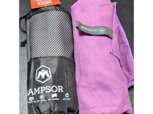 Toalla de microfibra Campsor de 160cm x 80cm, alta absorción y secado rápido, ideal para camping y senderismo.