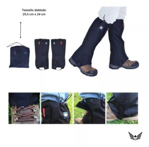 Polainas de botas impermeables antidesgarro para nieve y trekking, con diseño ajustable y protección completa contra elementos exteriores.