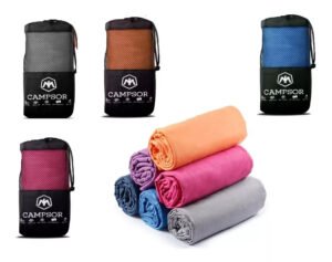 Toallas de microfibra absorbente y de secado rápido, set de dos de 80x120 cm, ideales para camping y deportes acuáticos.