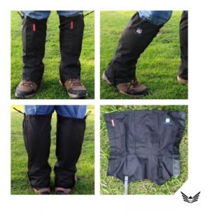 Polainas de botas impermeables antidesgarro para nieve y trekking, con diseño ajustable y protección completa contra elementos exteriores.
