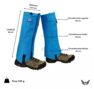 Polainas de botas impermeables antidesgarro para nieve y trekking, con diseño ajustable y protección completa contra elementos exteriores.