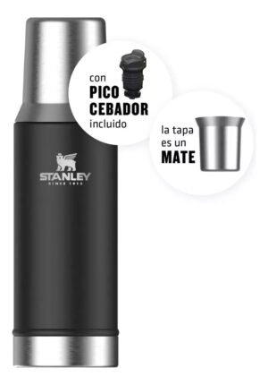 Stanley Mate System Classic 800ml Negro, mate térmico de acero inoxidable para outdoor