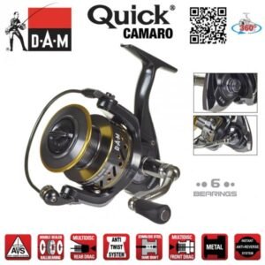 Carrete de Pesca DAM Quick Camaro, resistente y fácil de usar para pesca en ríos y lagos